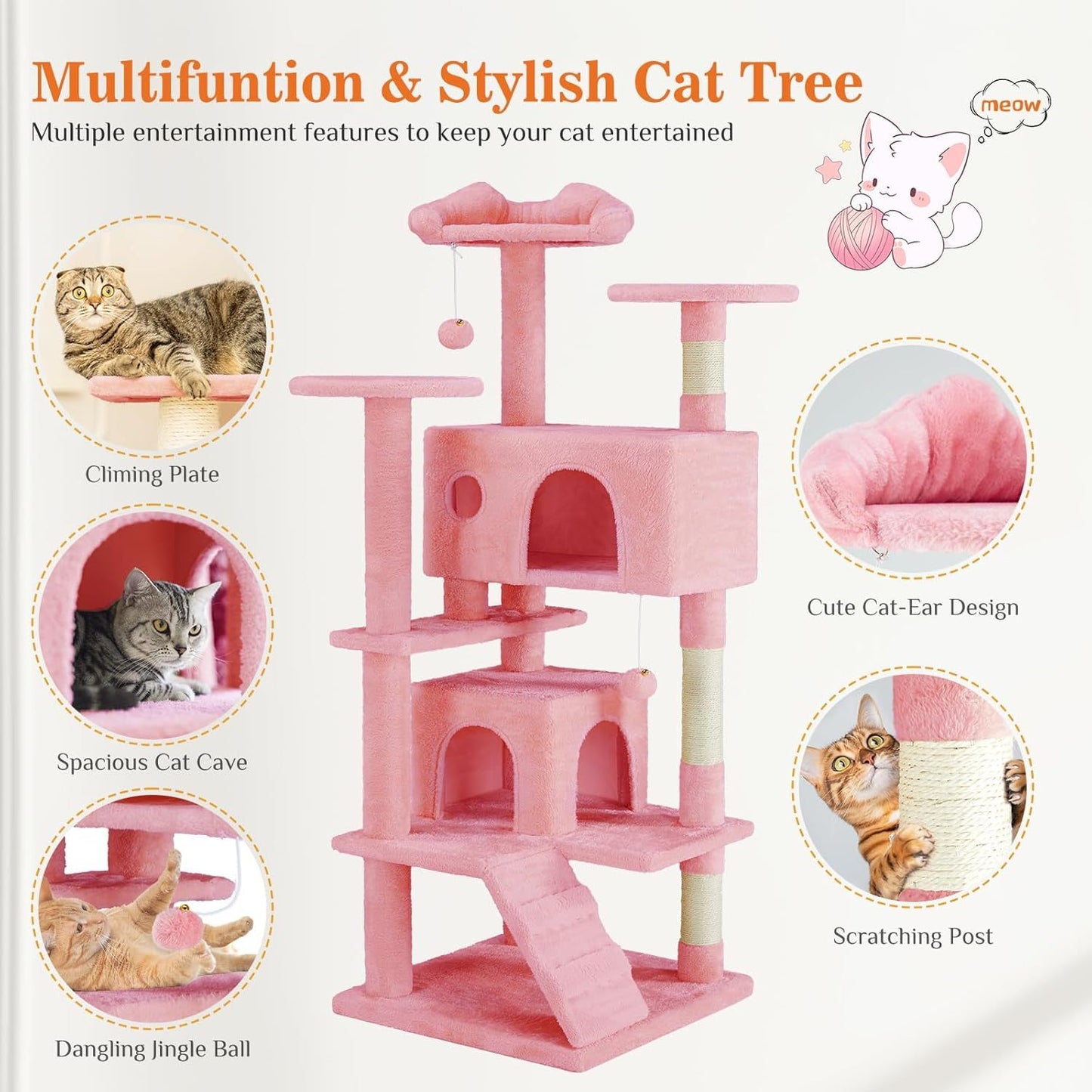 Cat Entertainment Center – Multi-Level Tower with Scratching Posts & Cozy Hideouts