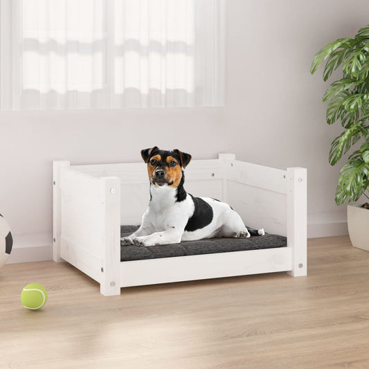 Letto per cani bianco 55,5x45,5x28 cm in legno di pino massiccio