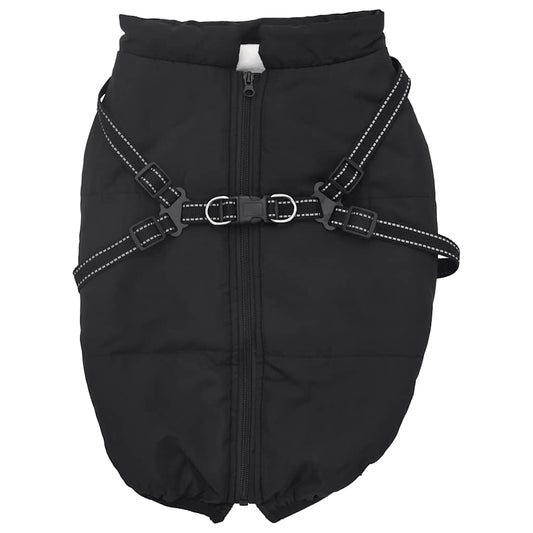 Cappotto Cani con Imbracatura Impermeabile Riflettente Nero L52