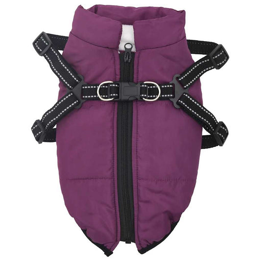 Cappotto Cani Imbracatura Impermeabile Riflettente Viola L24
