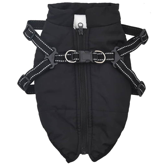 Cappotto Cani con Imbracatura Impermeabile Riflettente Nero L24