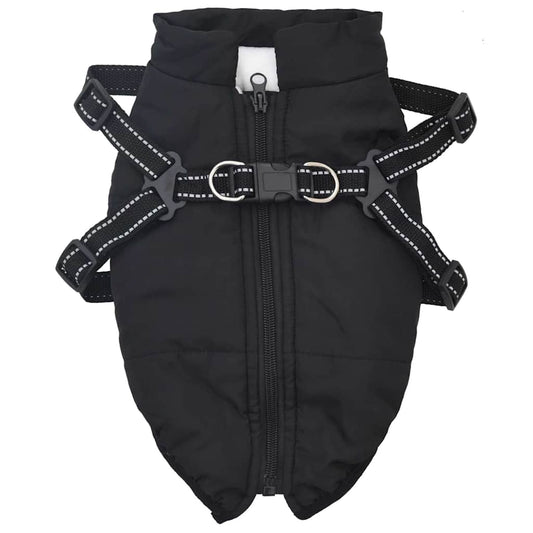 Cappotto Cani con Imbracatura Impermeabile Riflettente Nero L40