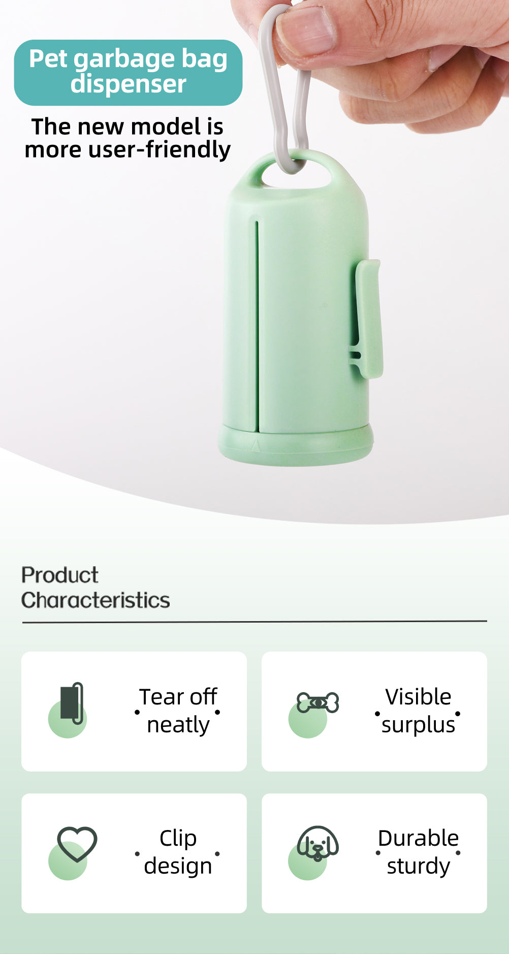 Dispenser Portasacchetti per Cani con Moschettone