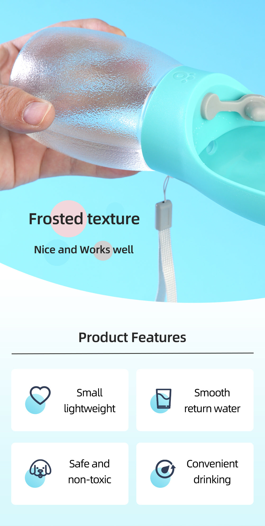 Bottiglia d’Acqua Portatile per Cani e Gatti