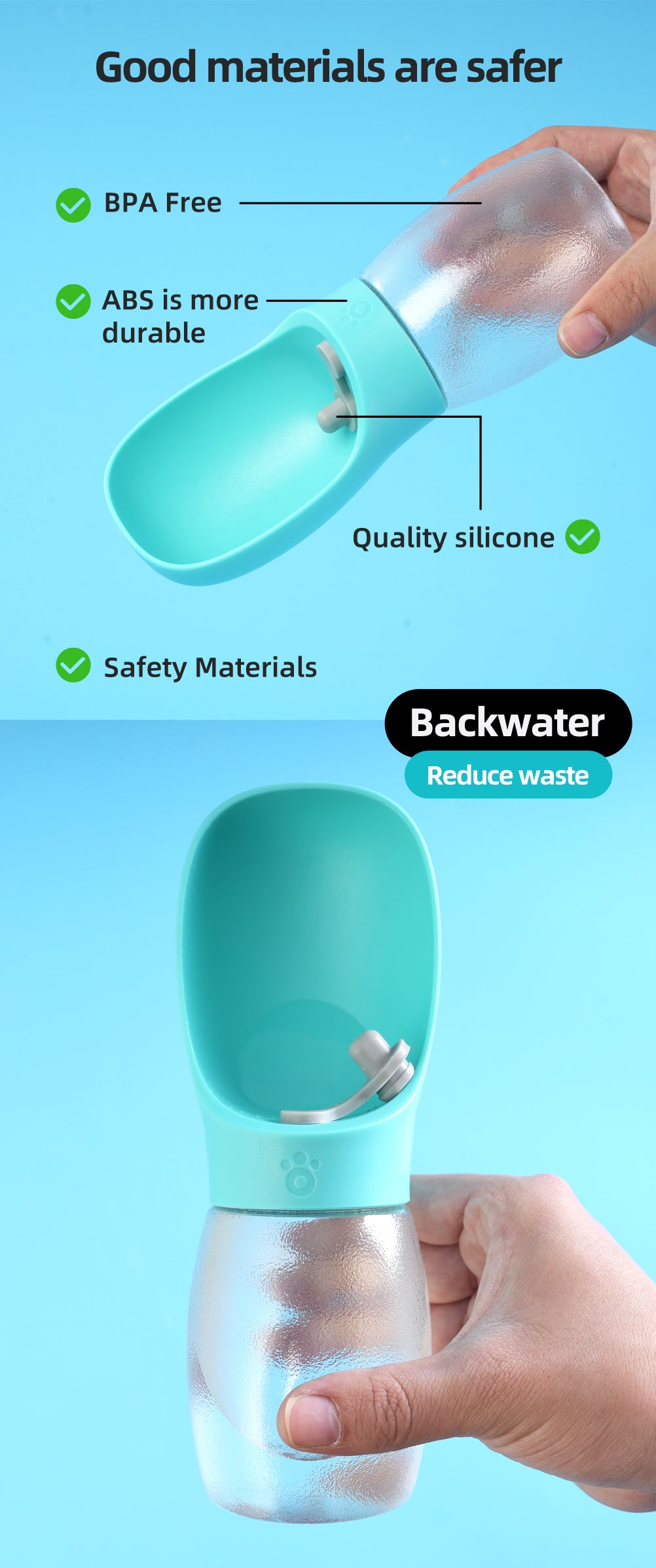 Bottiglia d’Acqua Portatile per Cani e Gatti