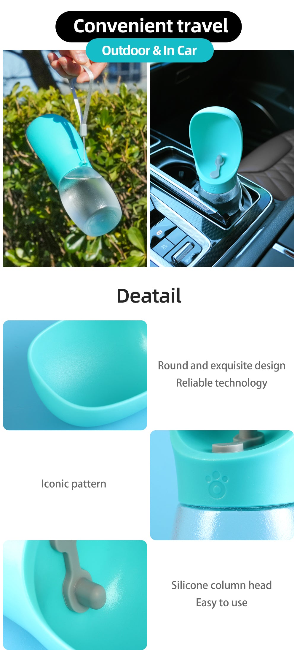 Bottiglia d’Acqua Portatile per Cani e Gatti