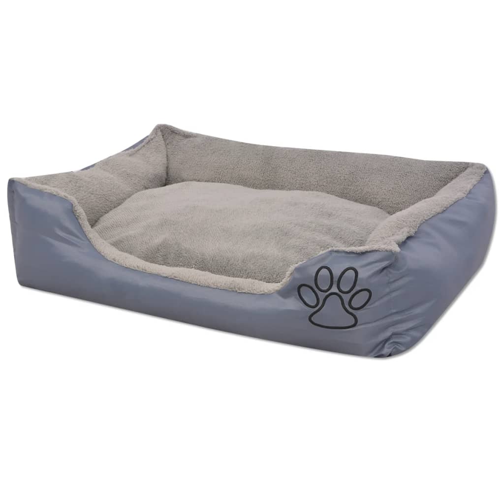  Cuccia per Cani con Cuscino Imbottito Taglia M Grigio