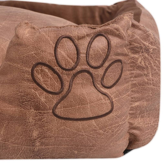  Cuccia per Cani con Cuscino Imbottito Pelle Sintetica Taglia M Beige