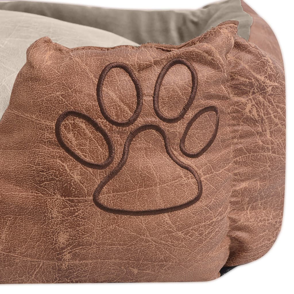  Cuccia per Cani con Cuscino in Pelle Sintetica Taglia L Beige