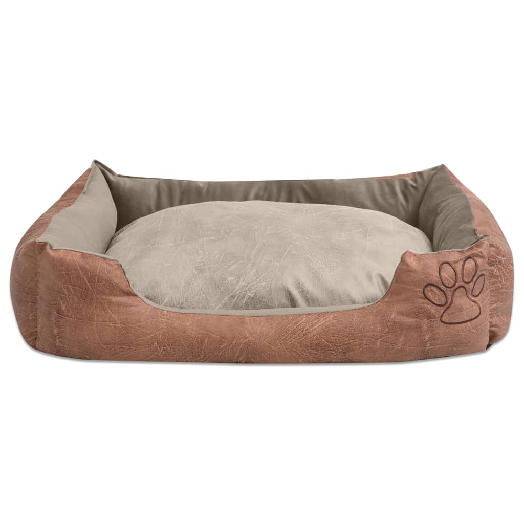  Cuccia per Cani Cuscino Imbottito Similpelle Taglia XL Beige