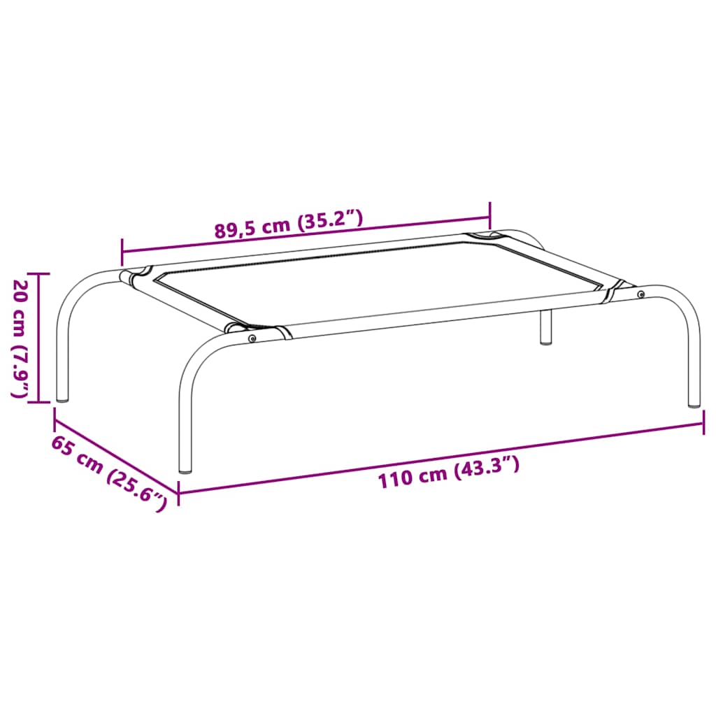  Cuccia per Cani Rialzata Nera L in Textilene