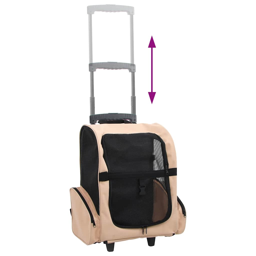 Trolley Trasportino per Animali Pieghevole Multifunzione Beige