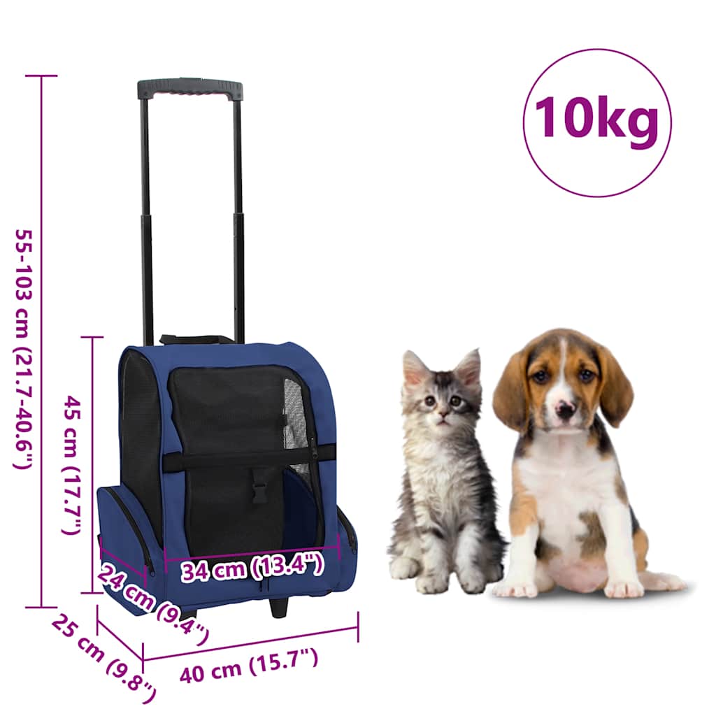 Trolley Trasportino per Animali Pieghevole Multifunzione Blu