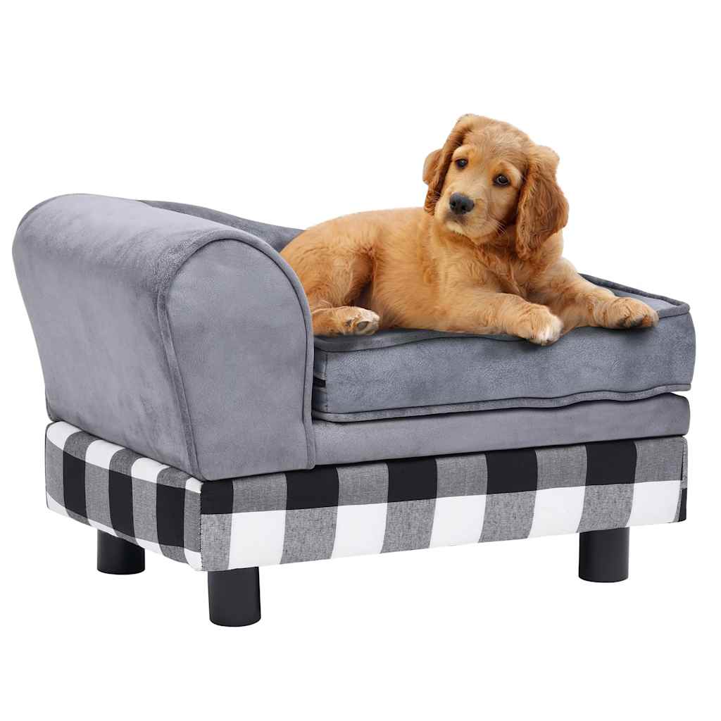 Divano per Cani Grigio 57x34x36 cm in Peluche