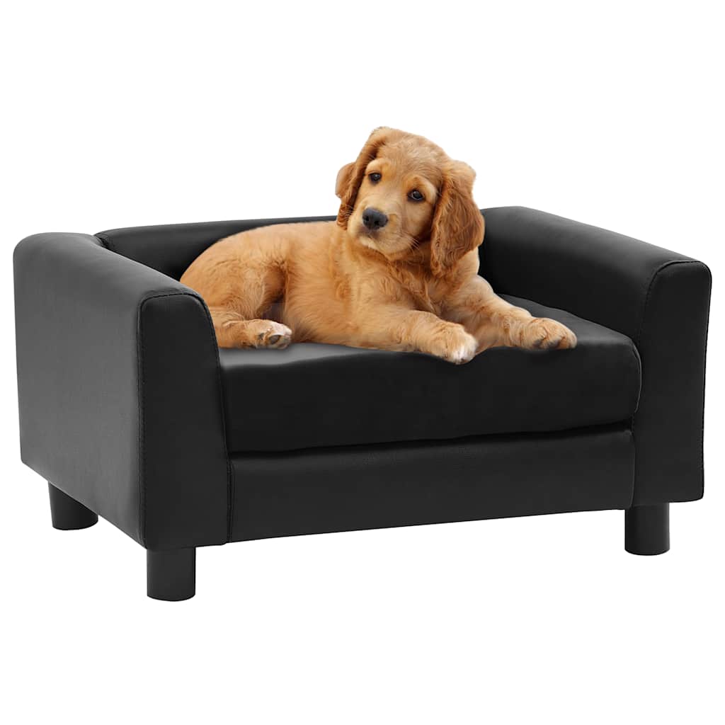  Divano per Cani Nero 60x43x30 cm in Peluche e Similpelle