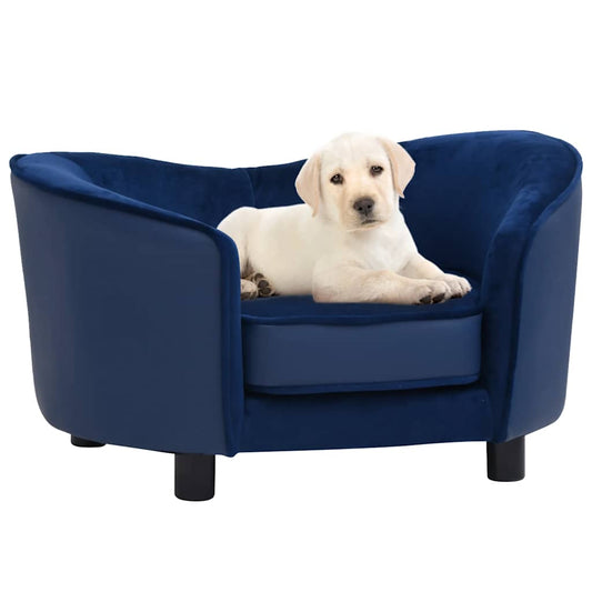  Divano per Cani Blu 69x49x40 cm in Peluche e Similpelle