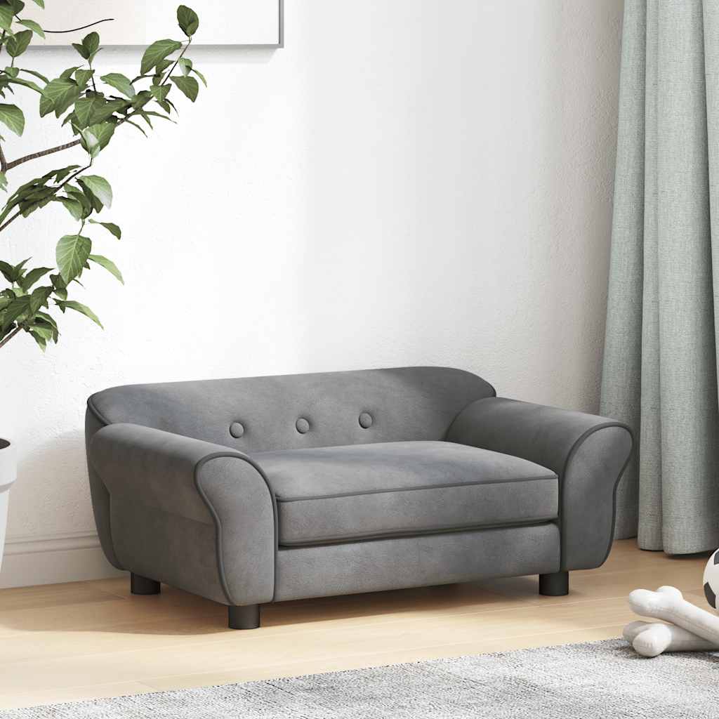  Divano per Cani Grigio Scuro 72x45x30 cm in Peluche