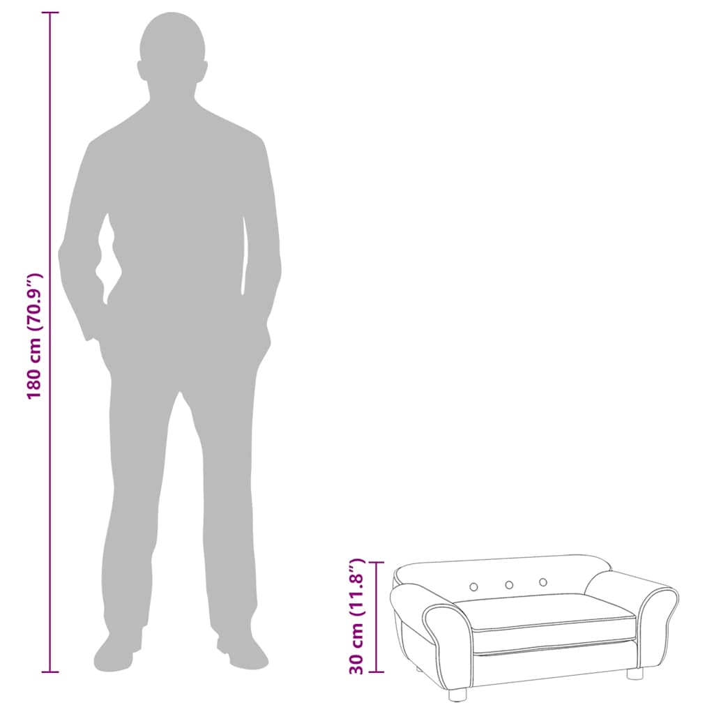  Divano per Cani Borgogna 72x45x30 cm in Peluche