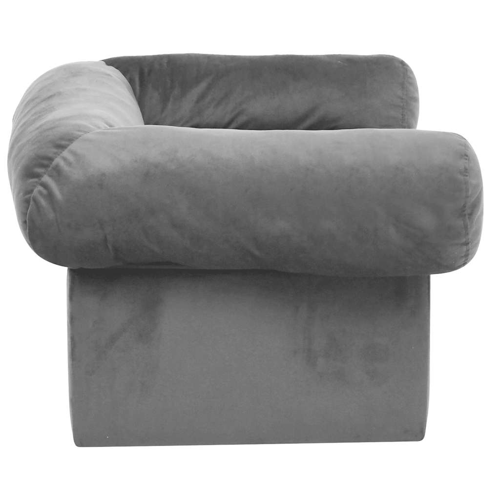  Divano per Cani con Cassetto Grigio 75x50x38 cm in Peluche