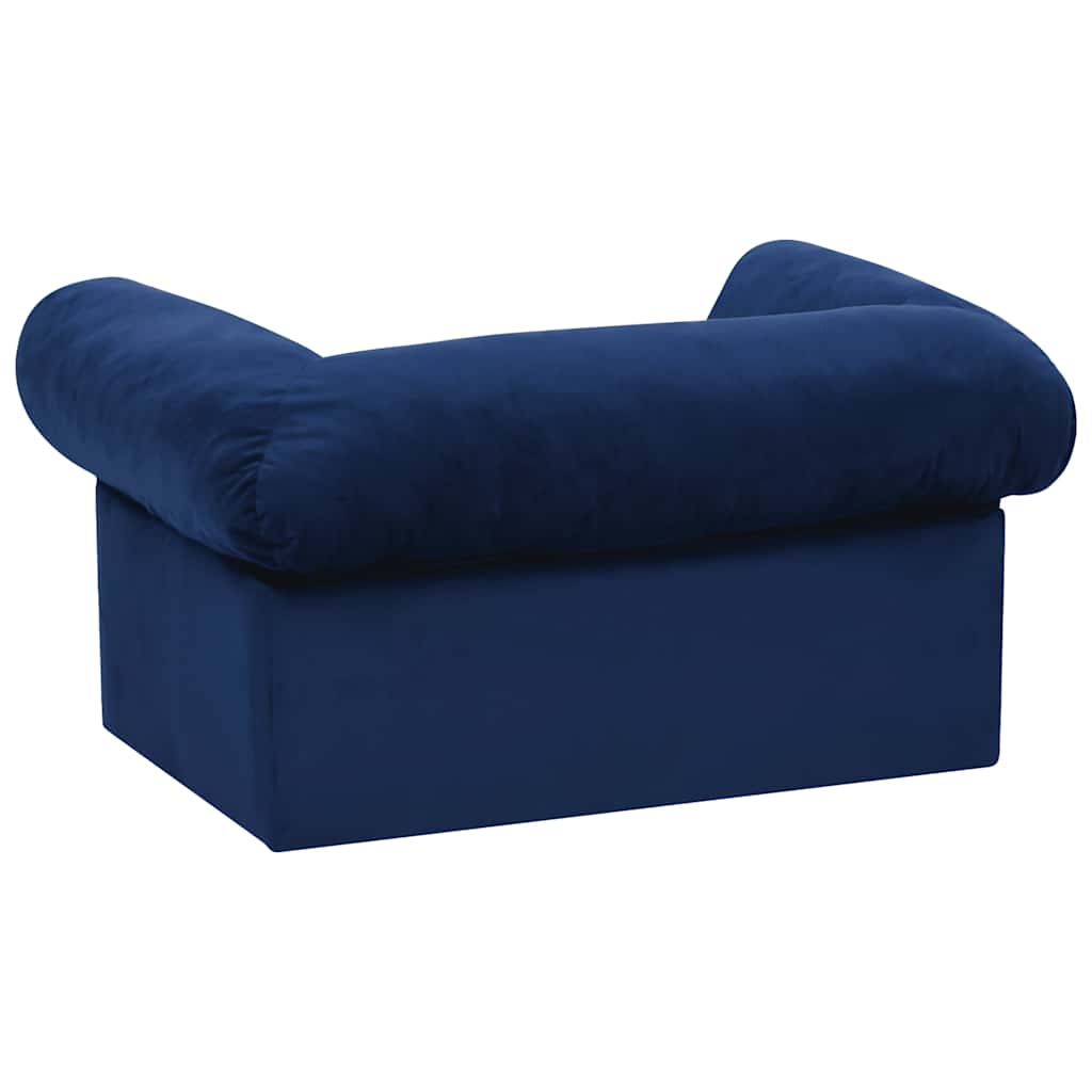  Divano per Cani con Cassetto Blu 75x50x38 cm in Peluche