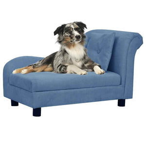  Divano per Cani con Cuscino Blu 83x44x44 cm in Peluche