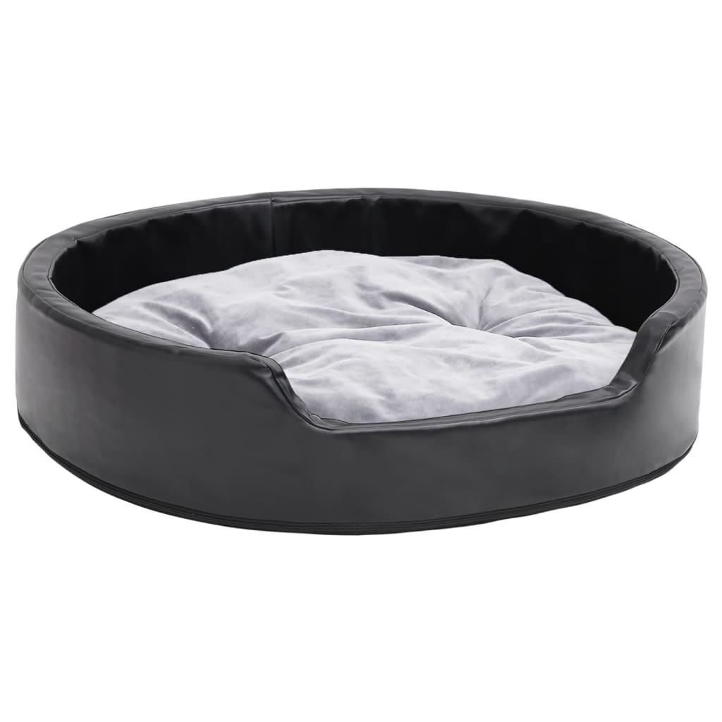  Lettino per Cani Nero e Grigio 79x70x19 cm Peluche e Similpelle