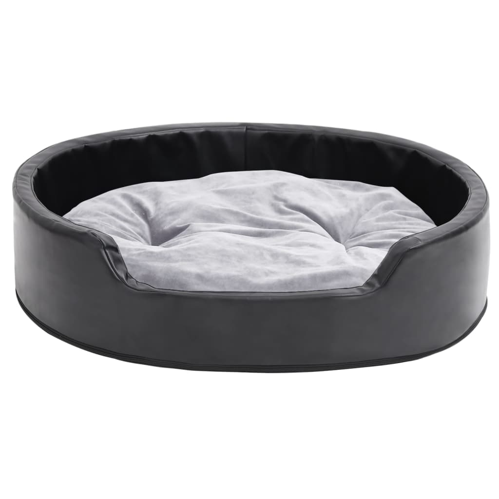  Lettino per Cani Nero e Grigio 79x70x19 cm Peluche e Similpelle