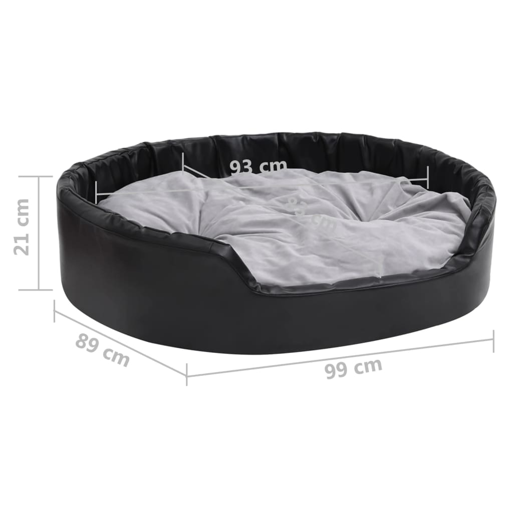  Lettino per Cani Nero e Grigio 99x89x21 cm Peluche e Similpelle