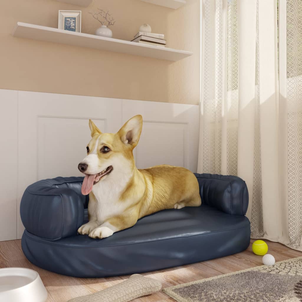  Letto per Cani con Gommapiuma Blu Scuro 60x42 cm in Similpelle