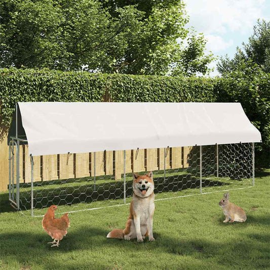  Gabbia per Cani da Esterno con Tetto 400x100x150 cm