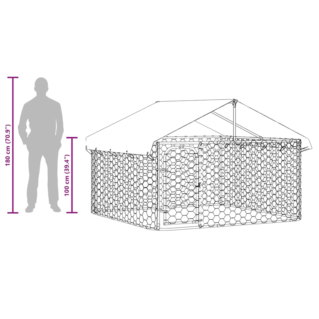  Gabbia per Cani da Esterno con Tetto 200x200x150 cm