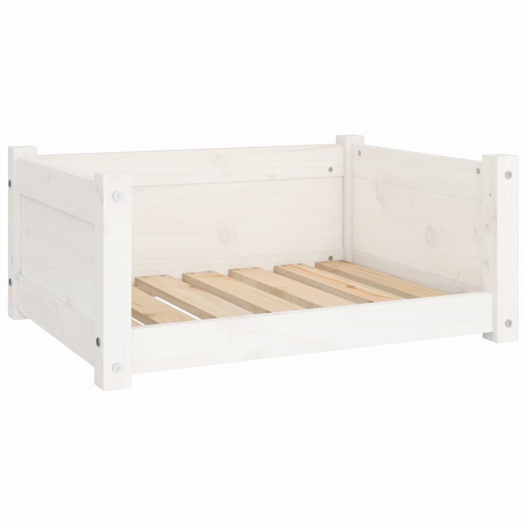  Letto per cani bianco 65,5x50,5x28 cm in legno di pino massiccio