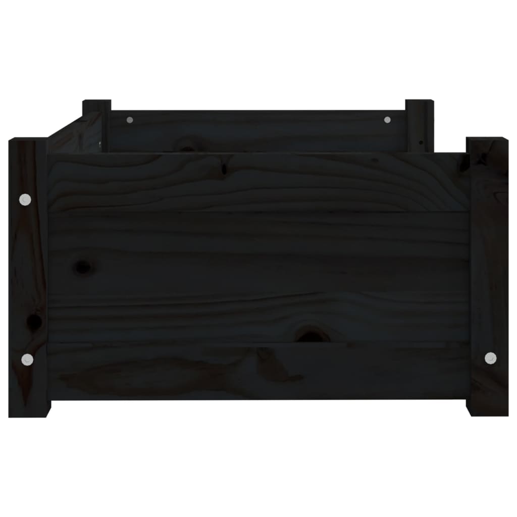  Cuccia per Cani Nera 65,5x50,5x28cm in Legno Massello di Pino