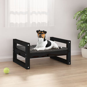  Cuccia per Cani Nera 55,5x45,5x28cm in Legno Massello di Pino