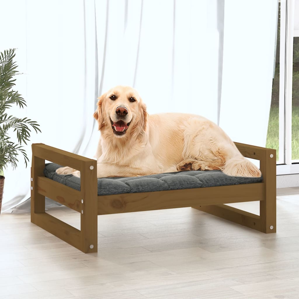  Cuccia per Cani ambra 75,5x55,5x28cm in Legno Massello di Pino