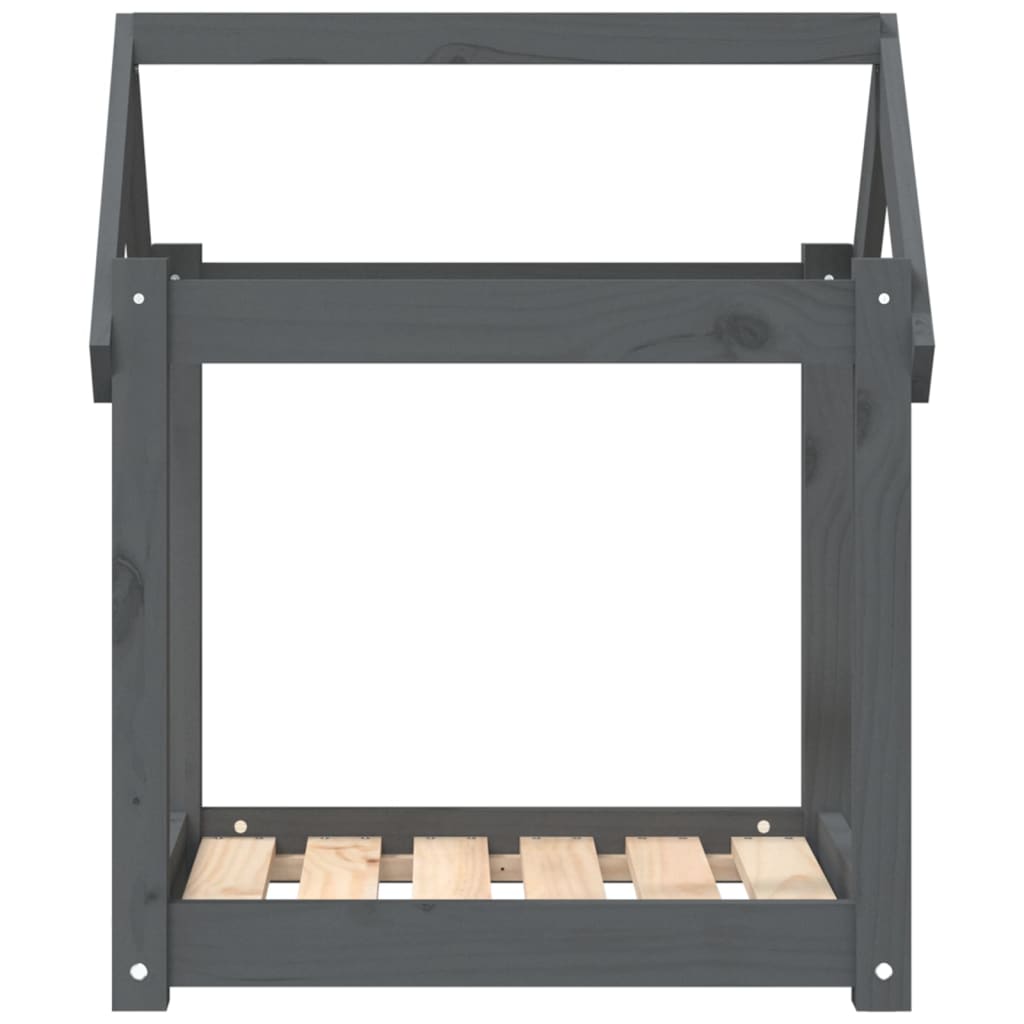  Cuccia per Cani Grigia 61x50x70  cm in Legno Massello di Pino