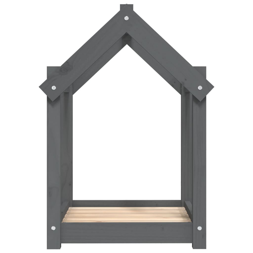  Cuccia per Cani Grigia 61x50x70  cm in Legno Massello di Pino