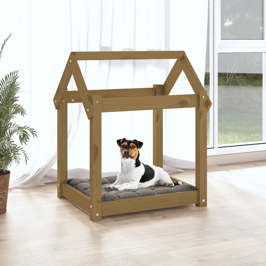  Cuccia per Cani Ambra 61x50x70 cm in Legno Massello di Pino
