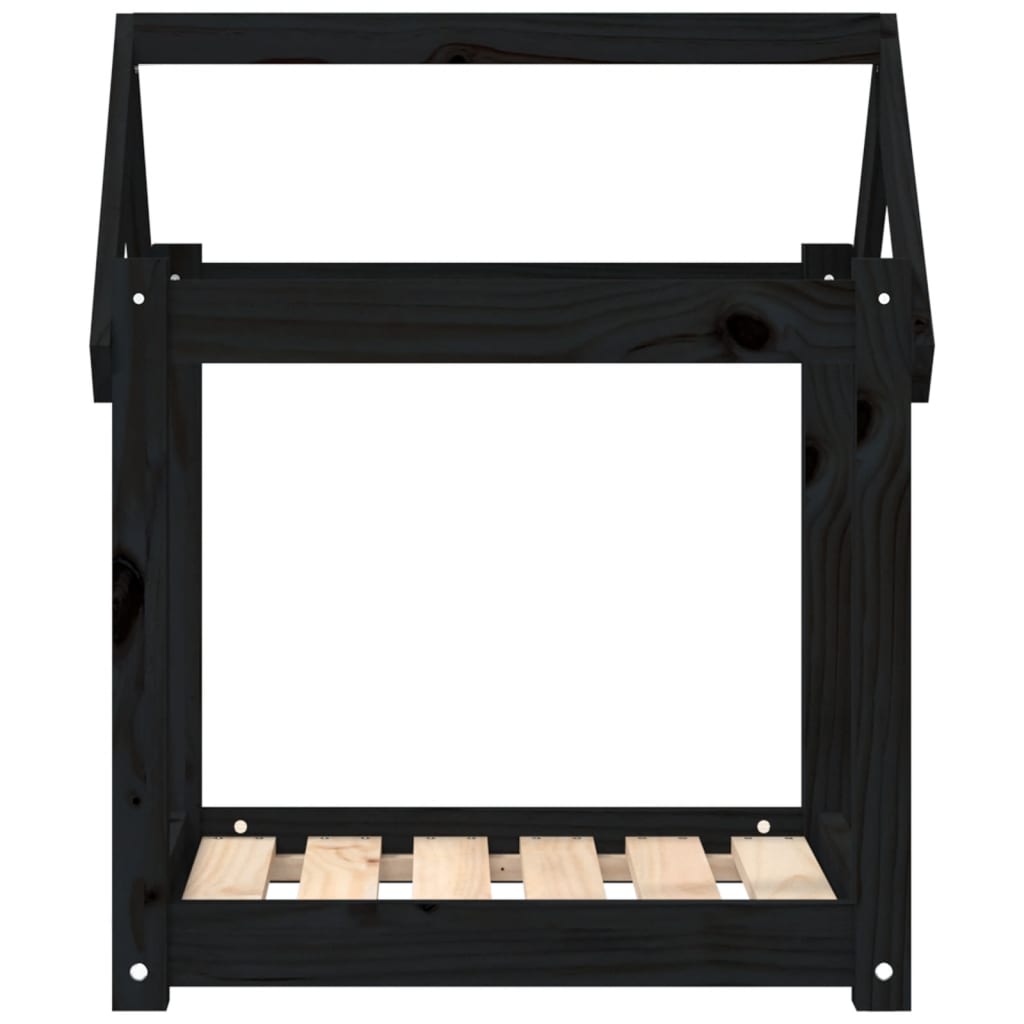  Cuccia per Cani Nera 61x50x70 cm in Legno Massello di Pino