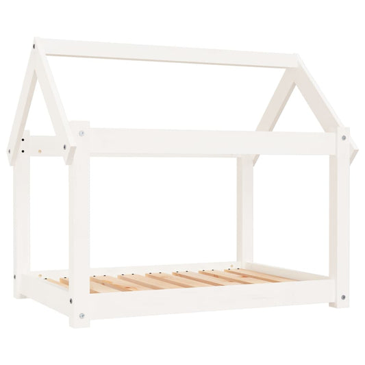  Cuccia per Cani Bianca 81x60x70 cm in Legno Massello di Pino