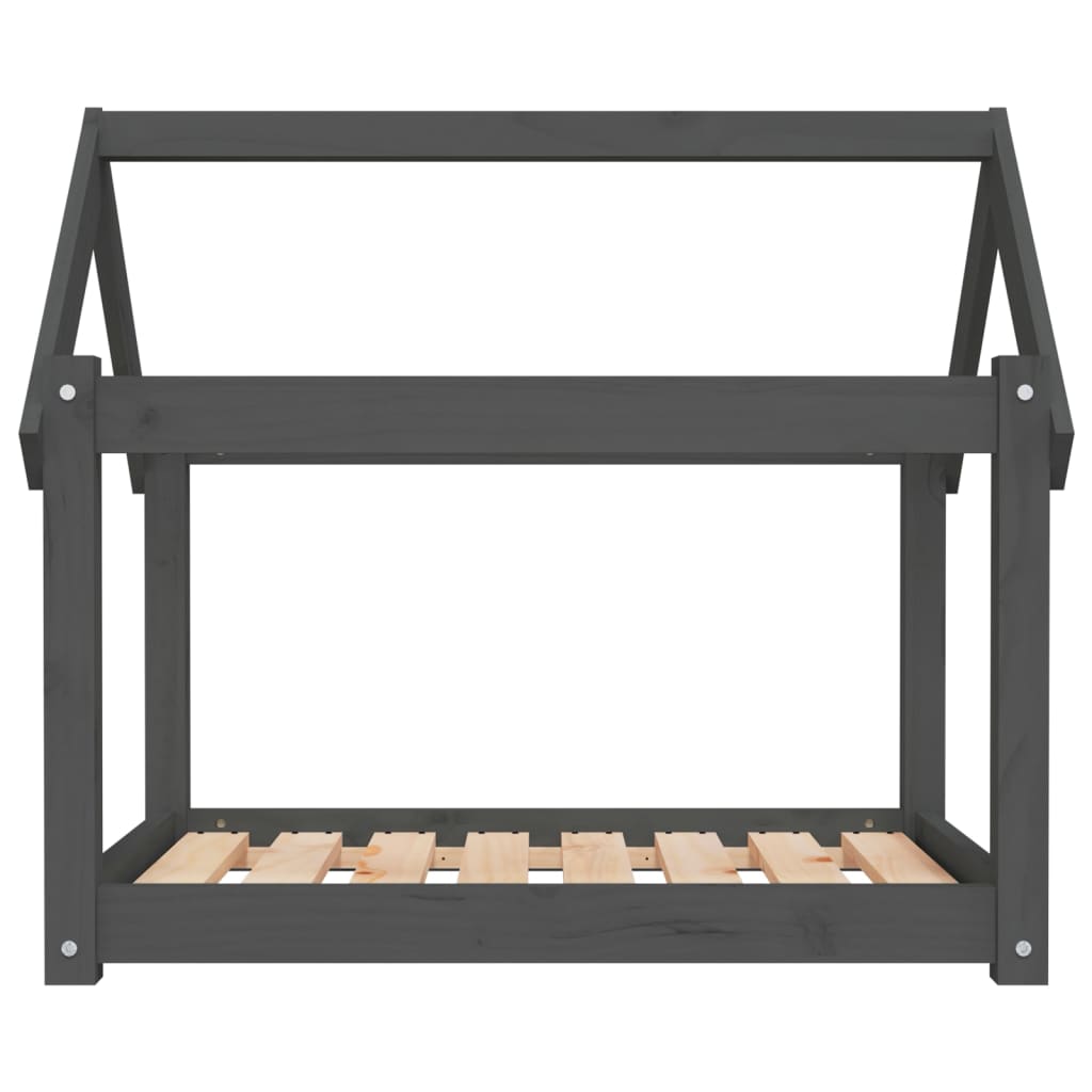  Cuccia per Cani Grigia 81x60x70 cm in Legno Massello di Pino