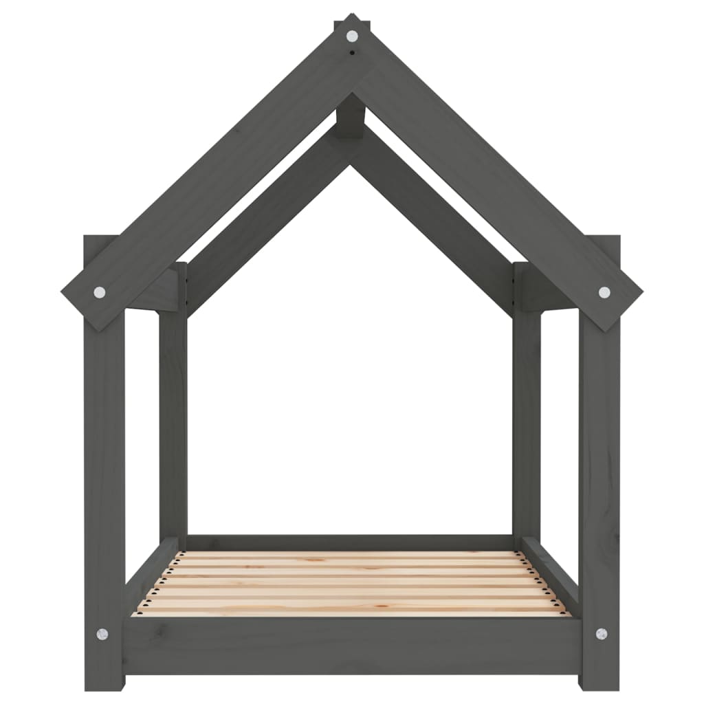  Cuccia per Cani Grigia 81x60x70 cm in Legno Massello di Pino