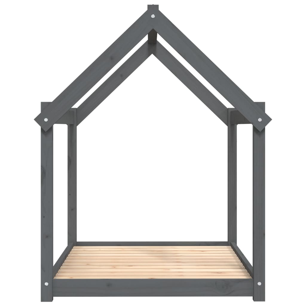  Cuccia per Cani Grigia 111x80x100 cm in Legno Massello di Pino