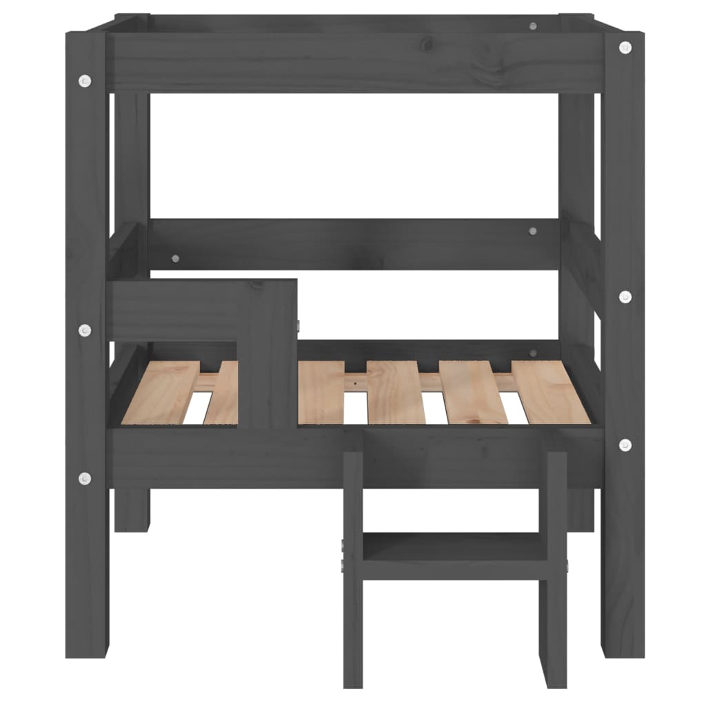  Cuccia per Cani Grigio 55,5x53,5x60cm in Legno Massello di Pino