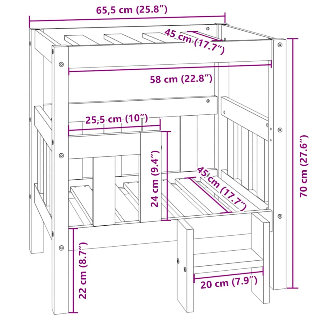  Cuccia per Cani Ambra 65,5x50,5x70 cm in Legno Massello di Pino