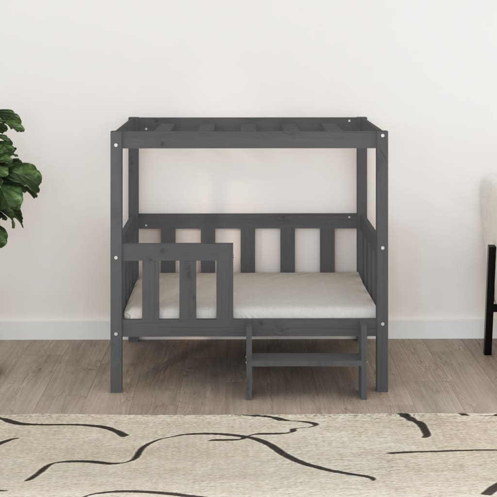  Cuccia per Cani Grigio 95,5x73,5x90cm in Legno Massello di Pino