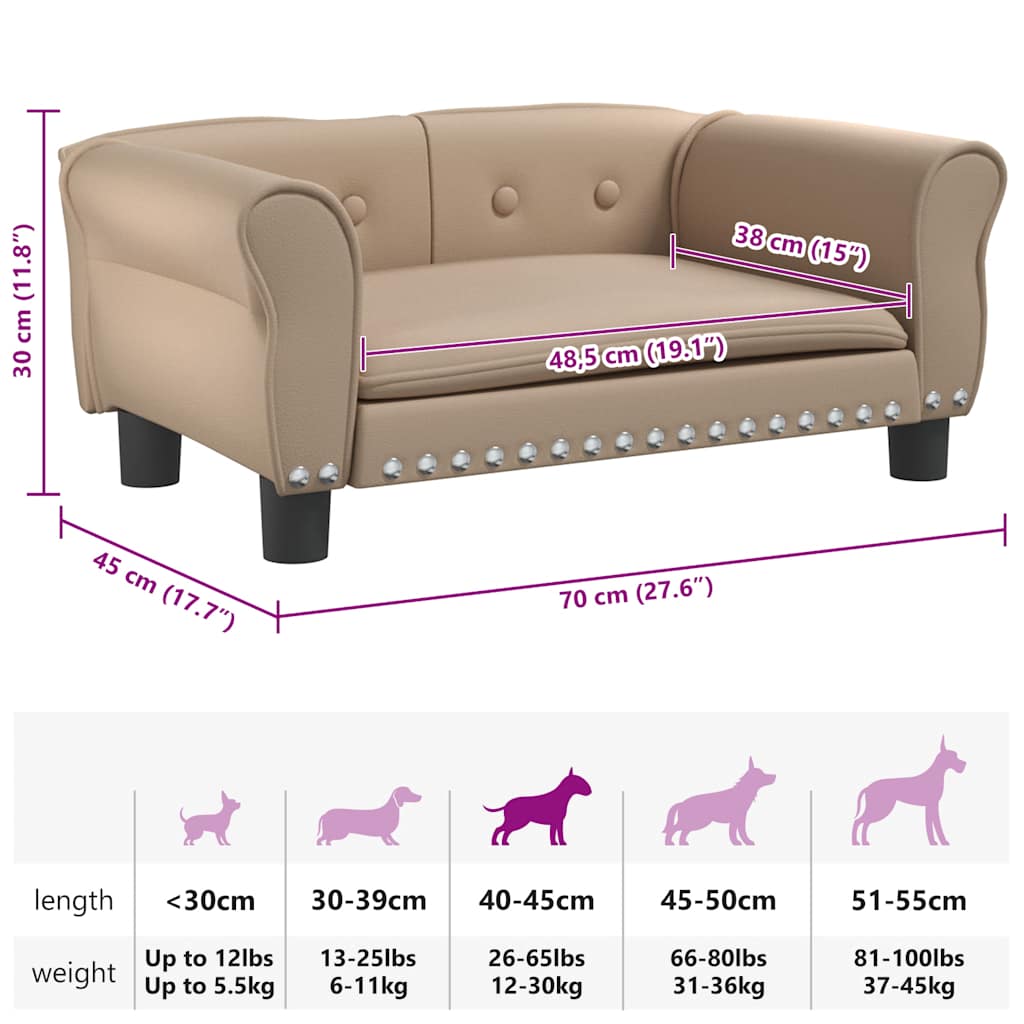  Lettino per Cani Cappuccino 70x45x30 cm in Similpelle