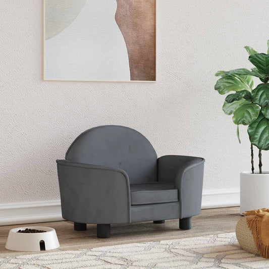  Lettino per Cani Grigio Scuro 66x40x45 cm in Velluto
