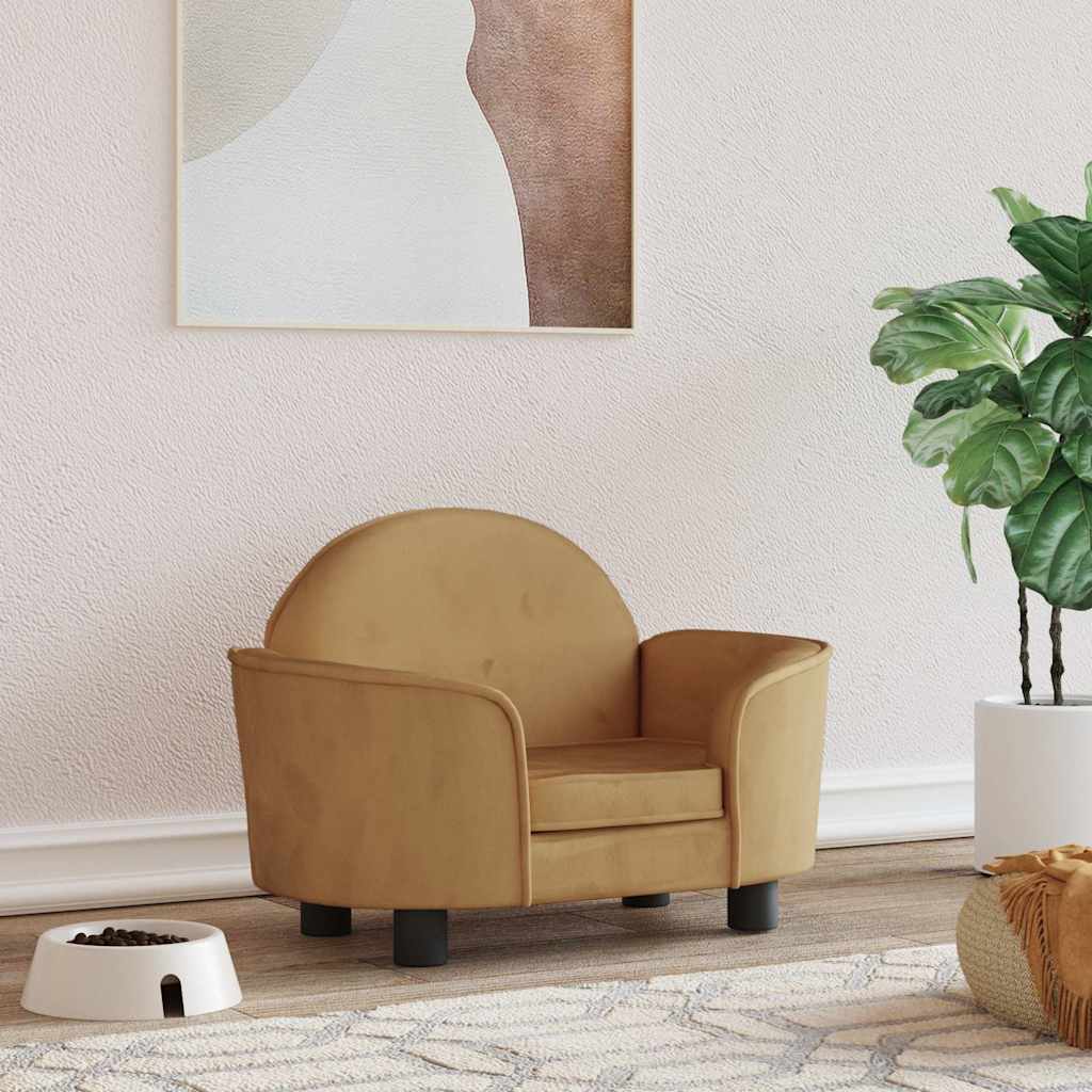  Lettino per Cani Marrone 66x40x45 cm in Velluto