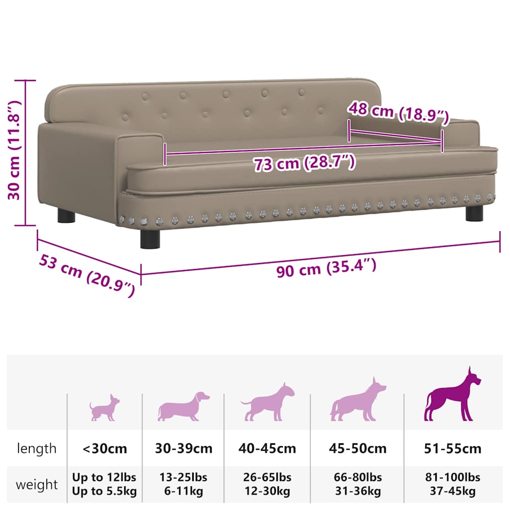  Lettino per Cani Cappuccino 90x53x30 cm in Similpelle
